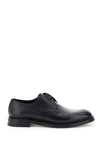 Shop Dolce & Gabbana Giotto Leather Lace-up Shoes In Nero (black)
