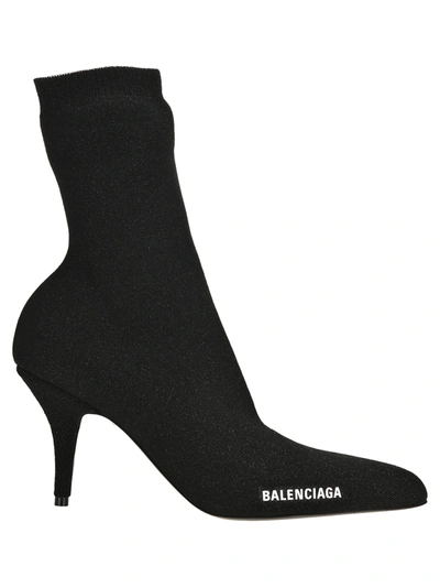 Shop Balenciaga Round Knit Bootie In Black