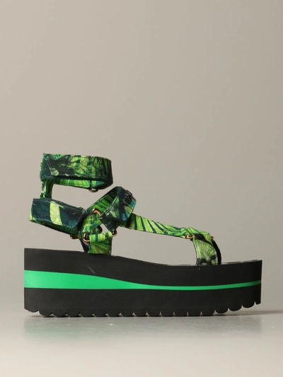 Shop Versace Platform Sandal With Jungle Bands In Black