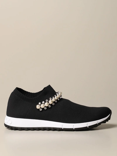 Shop Jimmy Choo Sneakers With Jewel Strap In Black