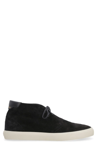 Shop Saint Laurent Suede Desert-boots In Black