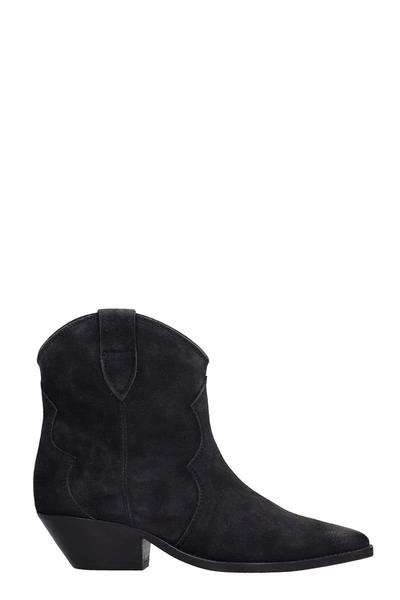 Shop Isabel Marant Dewina Texan Ankle Boots In Black Suede