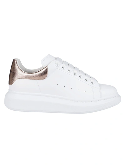 Shop Alexander Mcqueen White Leather Oversized Sneakers In White Rose Gold