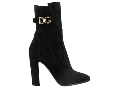 Shop Dolce & Gabbana Suede Ankle Boots In Nero