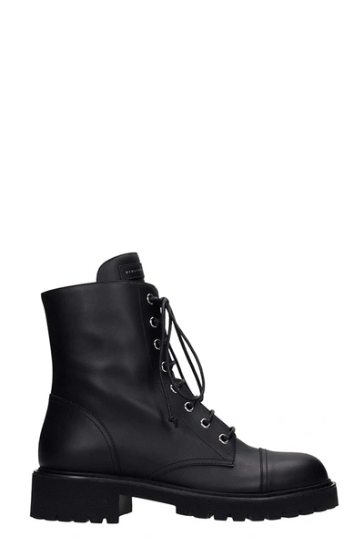 Shop Giuseppe Zanotti Combat Boots In Black Leather In Nero