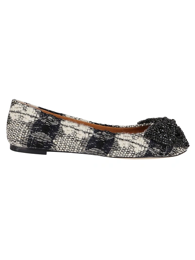 Shop Tory Burch Crystal Bow Ballet In Black/white
