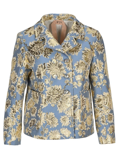 Shop N°21 N21 Jacquard Double-breasted Jacket In Light Blue
