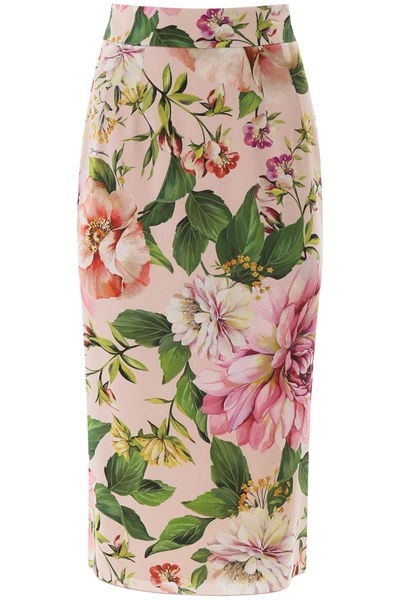Shop Dolce & Gabbana Floral Midi Pencil Skirt In Multicolor