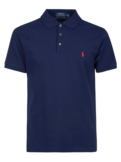 Shop Ralph Lauren Embroidered Logo Polo Shirt In Blu