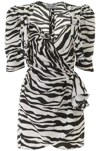 Shop Attico Zebra Print Mini Dress In Bianco Nero