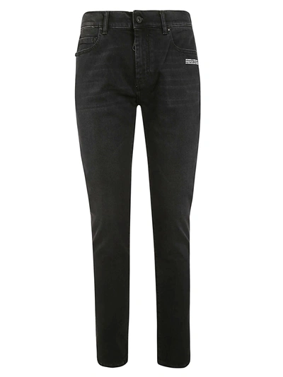 Shop Off-white Classic Fitted Jeans In Black White