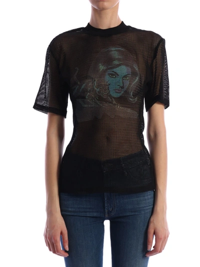 Shop Off-white Fishnet T-shirt In Black Blue