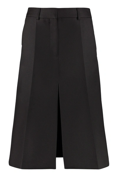 Shop Stella Mccartney Gabardine Midi Skirt In Nero