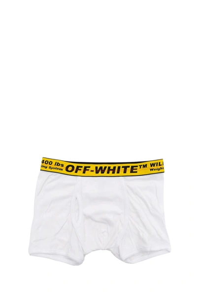 Shop Off-white Underwear With Logo Jacquard Waistband In White/yellow