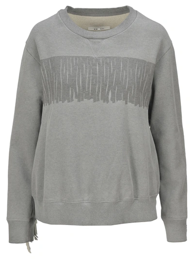 Shop Mm6 Maison Margiela Mm6 Fringed Sweatshirt In Grey