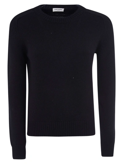 Shop Saint Laurent Rib Knit Pullover In Black