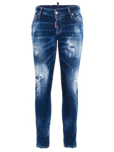 Shop Dsquared2 Jennifer Cropped Jeans In Blu Denim