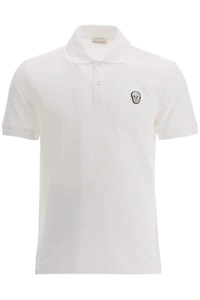 Shop Alexander Mcqueen Polo Shirt With Skull Patch In White