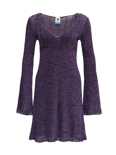 Shop M Missoni Lurex Fine-knit Swing Dress In Viola