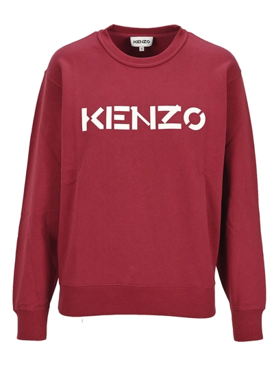 Shop Kenzo Logo Sweatshirt In Burgundy