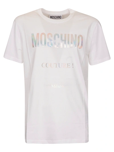Shop Moschino Couture T-shirt In White/silver