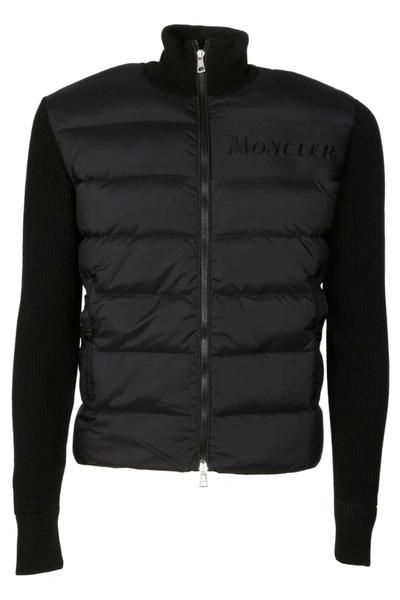 Shop Moncler Ribbed Padded Cardigan In Nero