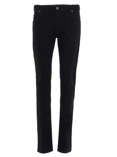 Shop Balmain Biker Jeans In Nero