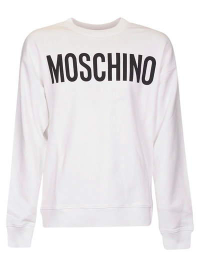Shop Moschino Logo Sweatshirt In White/black