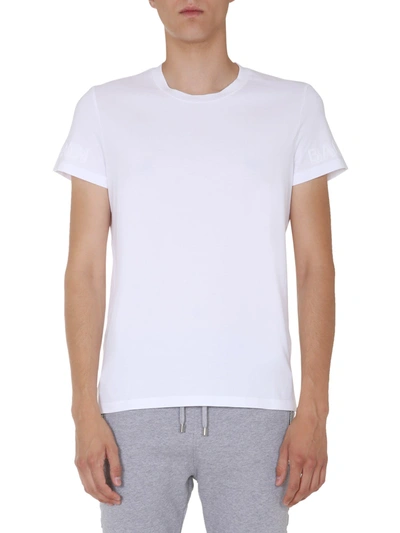 Shop Balmain Crew Neck T-shirt In Bianco