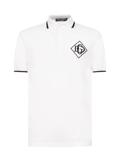 Shop Dolce & Gabbana Polo Shirt In Bianco Ottico