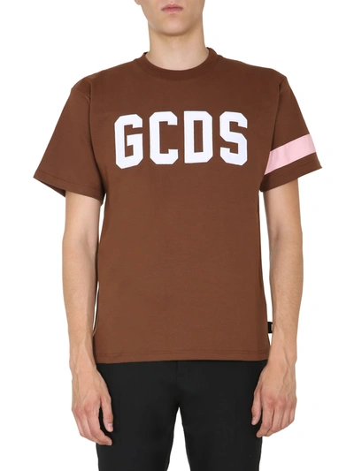 Shop Gcds Round Neck T-shirt In Brown