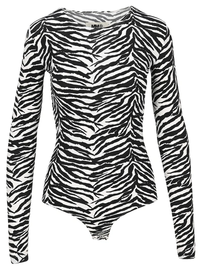 Shop Mm6 Maison Margiela Mm6 Zebra Bodysuit In White Black