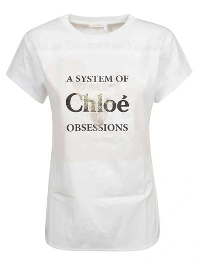 Shop Chloé Logo Print T-shirt In Bianco