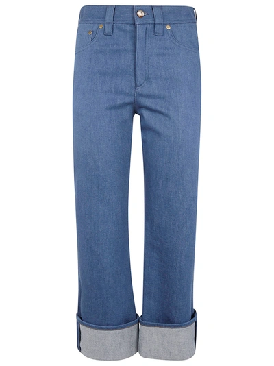 Shop Chloé Folded Cuff Fitted Jeans