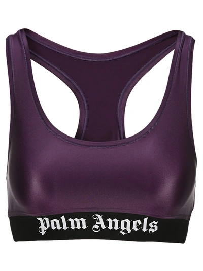 Shop Palm Angels Classic Logo Sport Bra In Purple