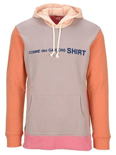 Shop Comme Des Garçons Shirt Color Block Logo Hoodie In Multicolor
