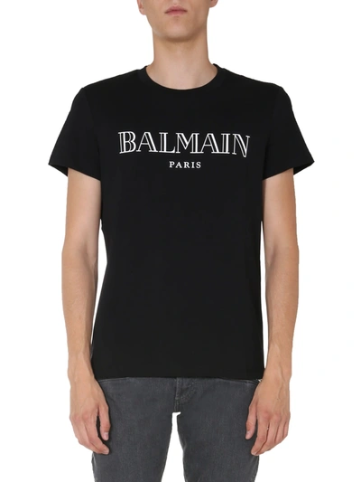 Shop Balmain Crew Neck T-shirt In Nera