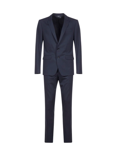 Shop Dolce & Gabbana Virgin Wool 2 Pieces Suit In Blu Scurissimo 1