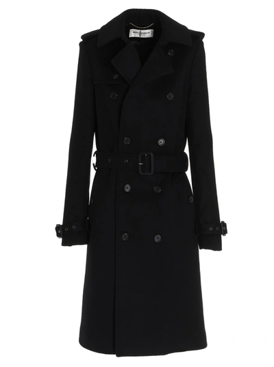 Shop Saint Laurent Coat In Nero.