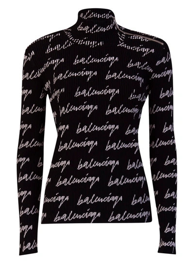 Shop Balenciaga Turtleneck Sweater In Nero