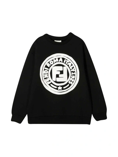 Shop Fendi Black Sweatshirt With White Logo In Nero