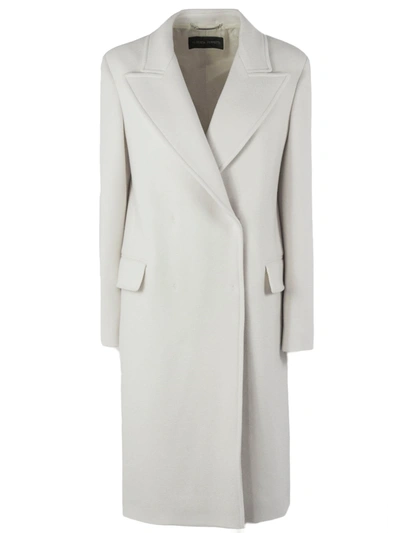 Shop Alberta Ferretti White Virgin Wool-blend Tailored Midi Coat In Bianco