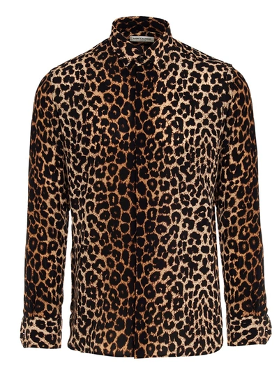 Shop Saint Laurent Leopard Shirt In Multicolore