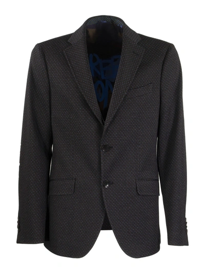 Shop Etro Wool End Cotton Jacket Blazer In Marrone