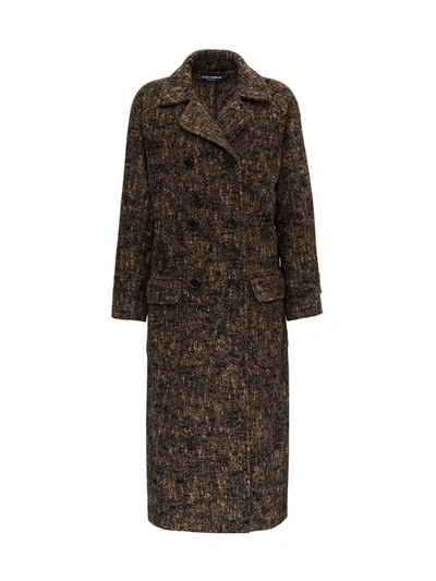 Shop Dolce & Gabbana Oversize Coat In Marrone