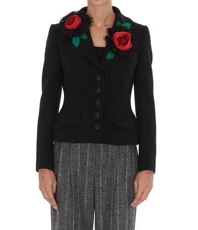 Shop Dolce & Gabbana Short Jacket With Applications In Nero