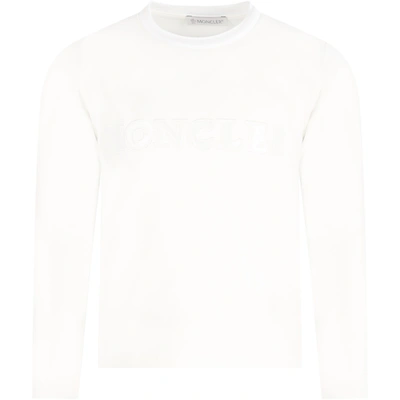 Shop Moncler Ivory T-shirt For Girl With Logo