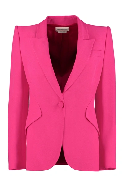 Shop Alexander Mcqueen Single-breasted One Button Jacket In Orchid Pink