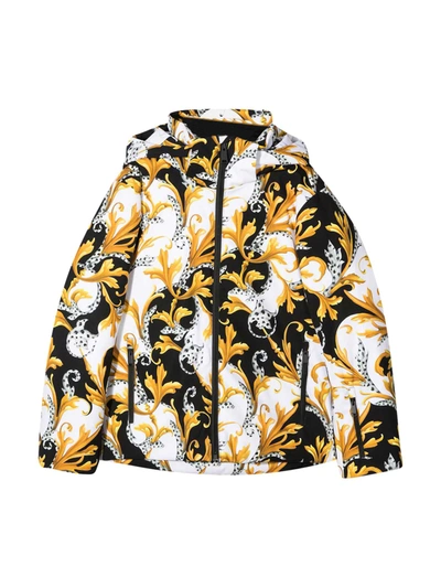 Shop Young Versace Patterned Down Jacket Young In Multicolor
