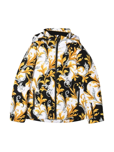 Young Versace Patterned Down Jacket Young In Multicolor